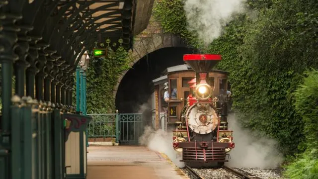 Photo du train à vapeur, le Railroad. Une attraction située à Disneyland Paris
