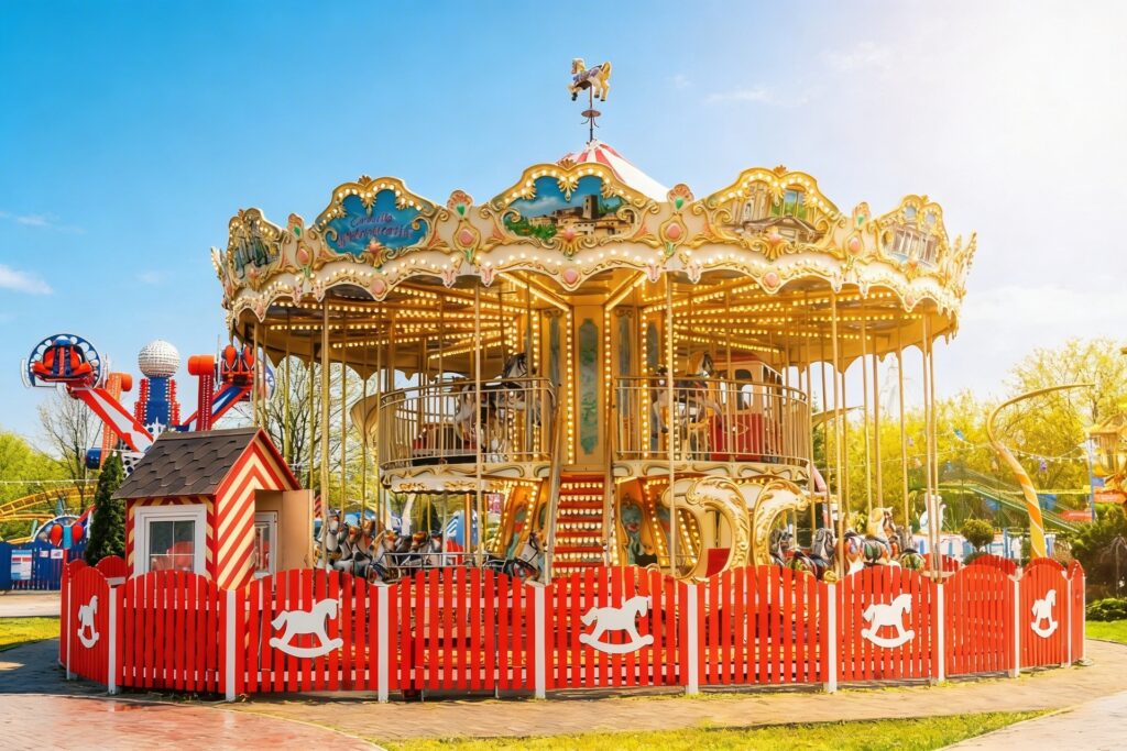 Carrousel à deux étages Lochadki à Skazka — © Skazka