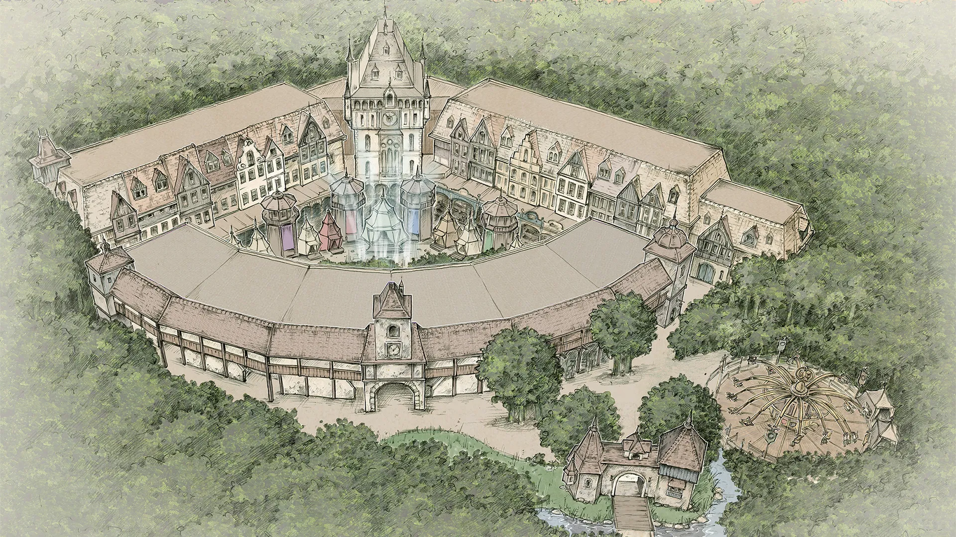 Concept art de la zone Raveleijn renouvelée à Efteling – © Efteling
