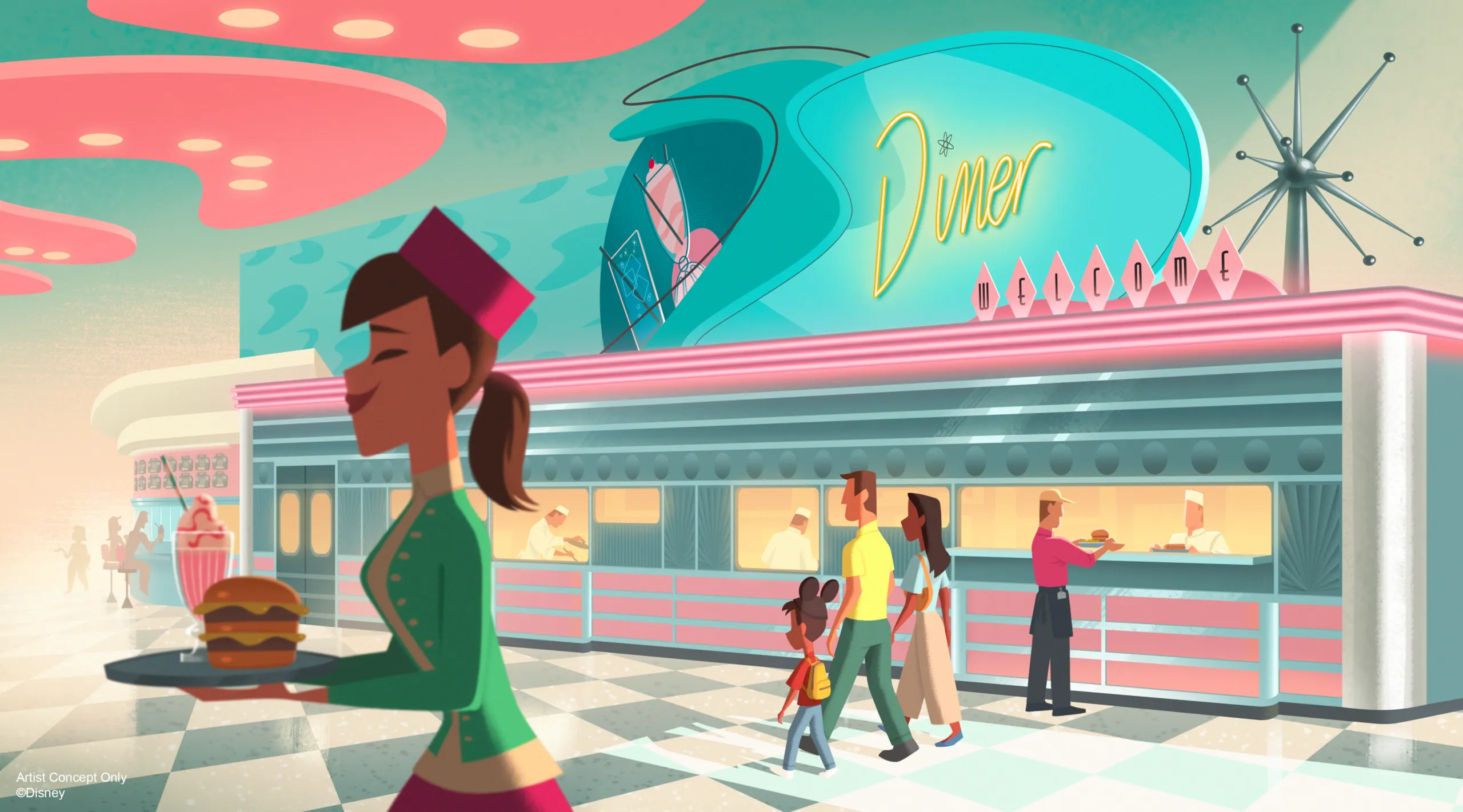 Concept art du nouvel Annette's Diner à Disney Village – © Disney