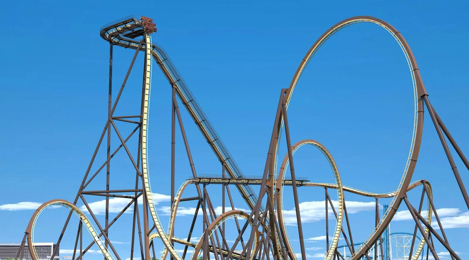 Vue générale de Tormenta Rampaging Run à Six Flags Over Texas