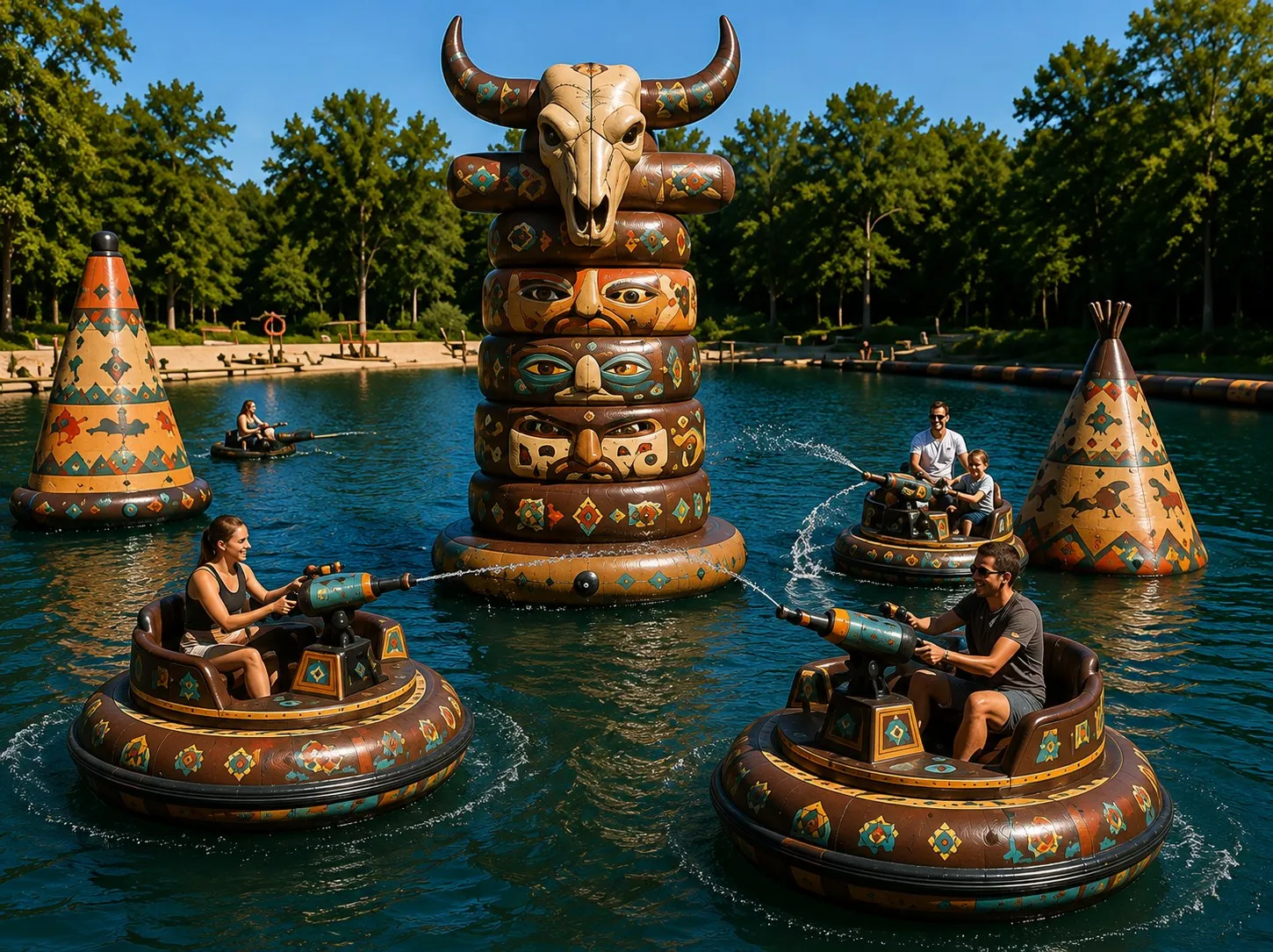 Totem Battle, bateaux-tamponneurs de l'Aquapark Indian Challenge à O'Fun Park (2027) – © O'Parks