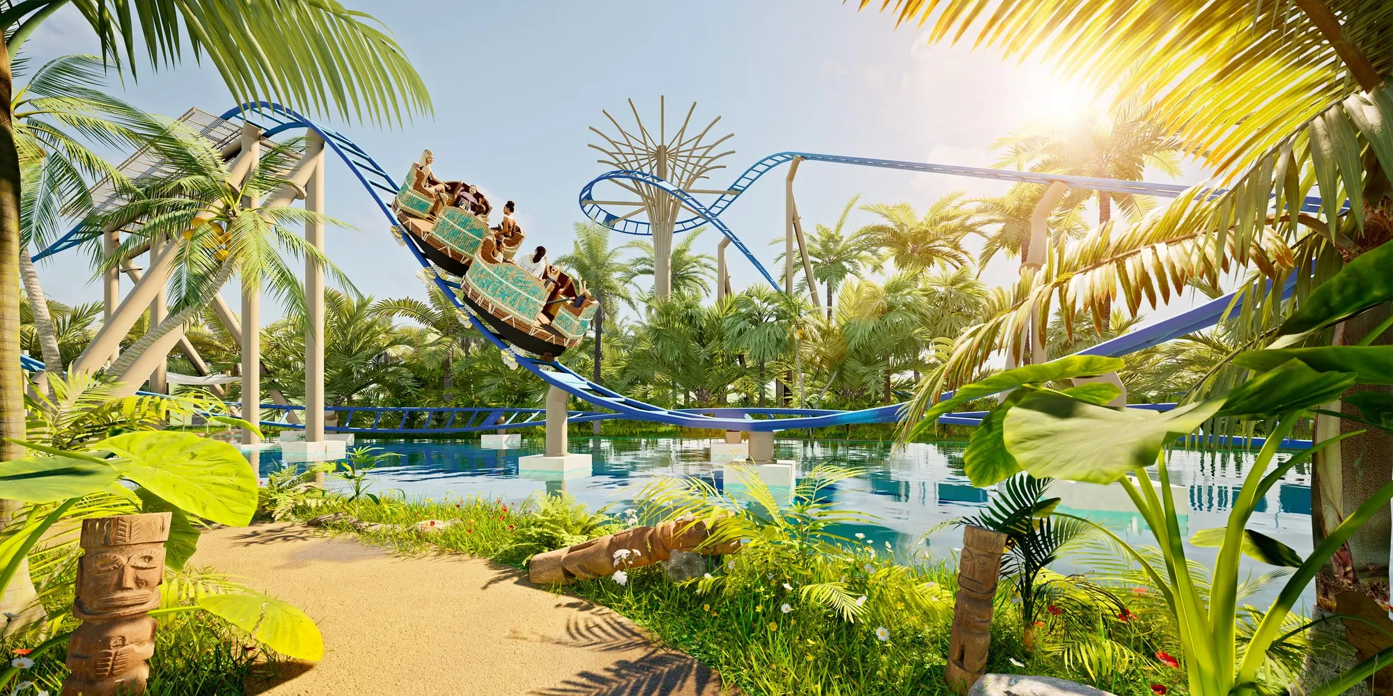 Manakai – Typhoon Coaster, grand huit aquatique d'O'Gliss Park (2028) – © Bold Move Nation
