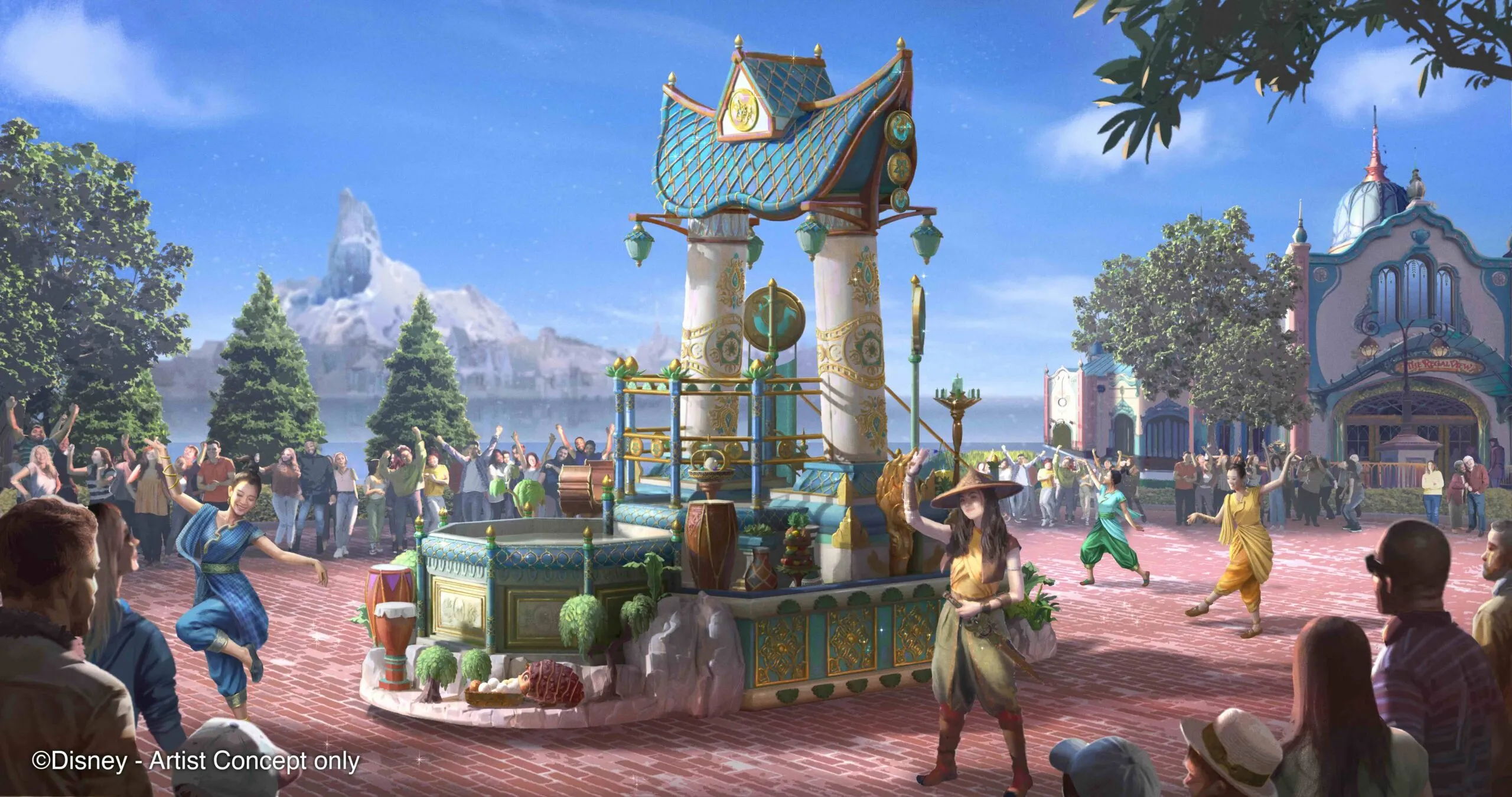 Concept art de La Cavalcade des Princesses Disney à Disney Adventure World – © Disney