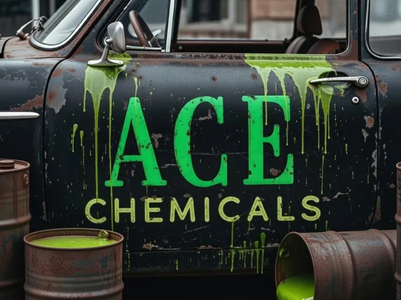Décor Ace Chemicals de la scare zone Dionesium Escape – © Parque Warner Madrid