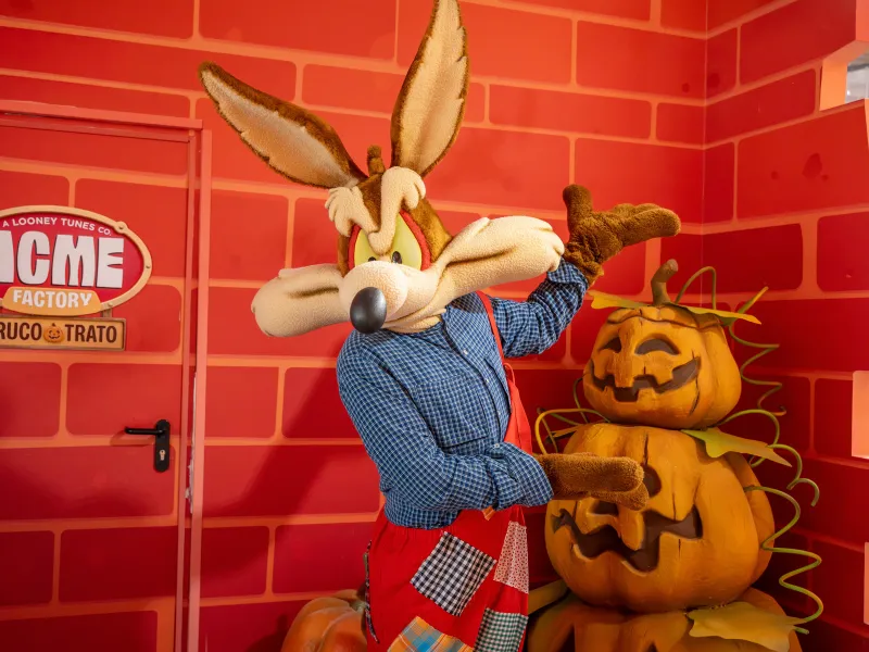 Wile E. Coyote dans ACME Factory – © Parque Warner Madrid
