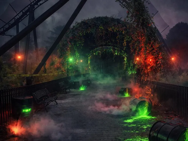 Dionesium Escape, nouvelle scare zone de DC Super Heroes World – © Parque Warner Madrid