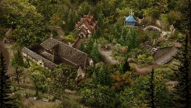 Vue aérienne de l'emplacement de la Bibliothèque des Contes – © Efteling