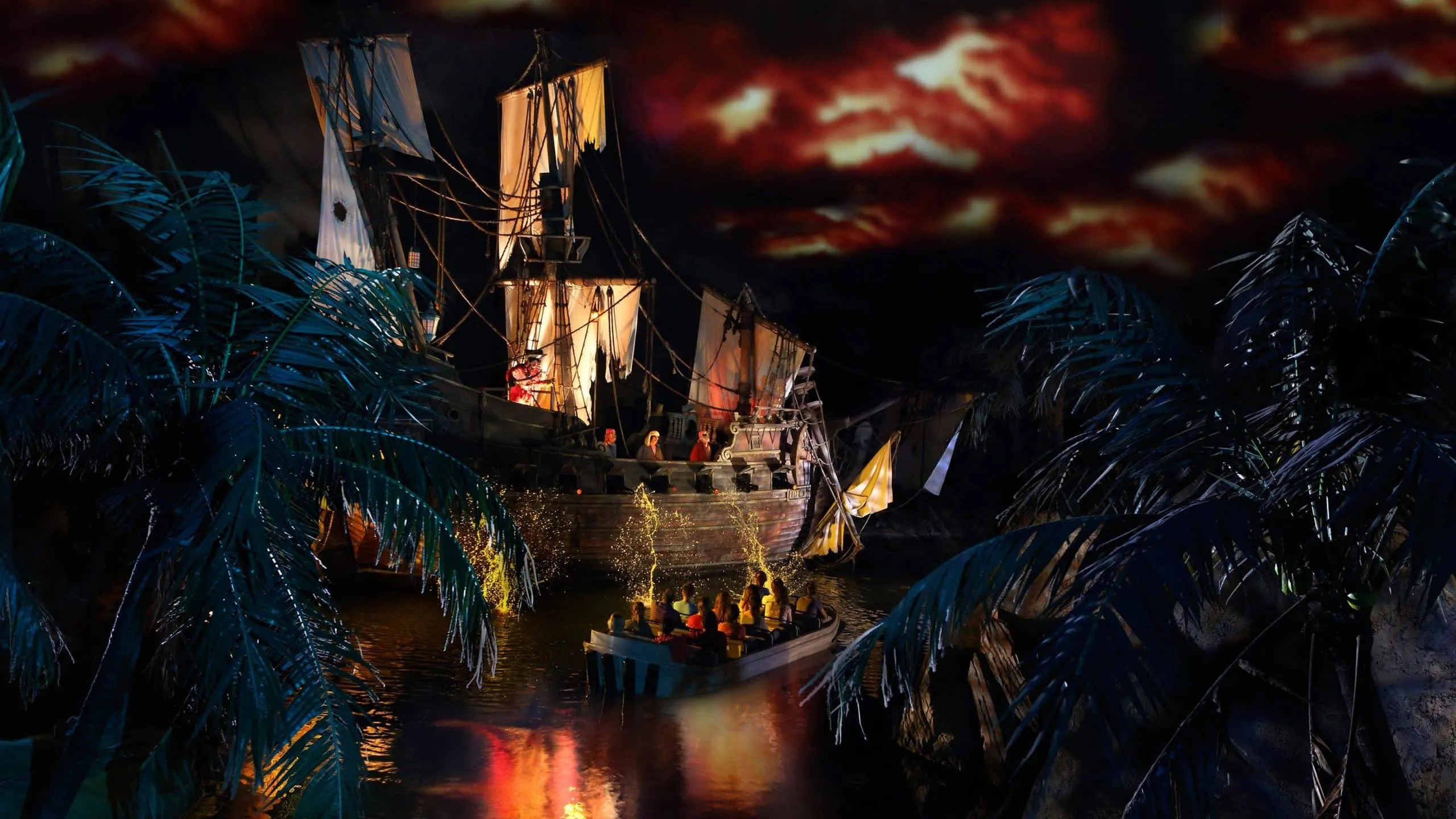 Pirates of the Caribbean à Disneyland Paris, attraction en bateau au frais dans une grotte