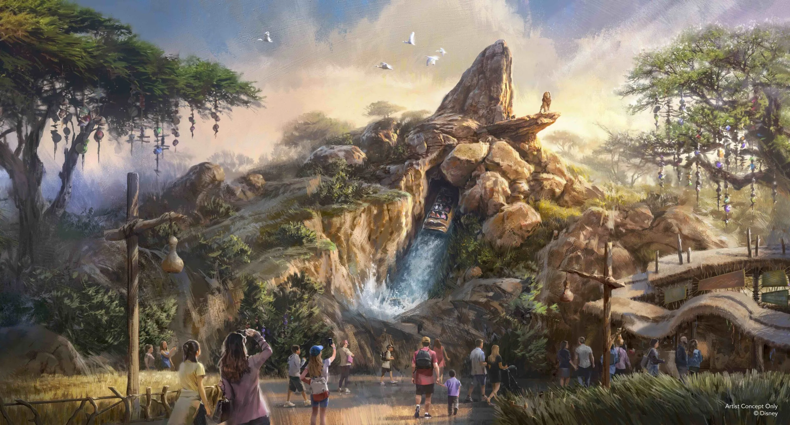 Concept art de la zone Le Roi Lion à Disney Adventure World – © Disney